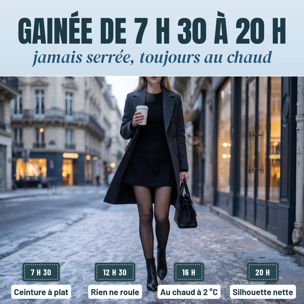 Une journée en ville l'hiver, en jupe, avec Polarissime